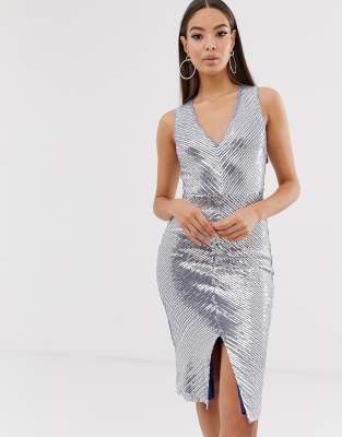 silver midi dress