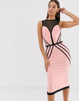 pink and black midi dress