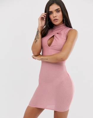 pink high neck dress