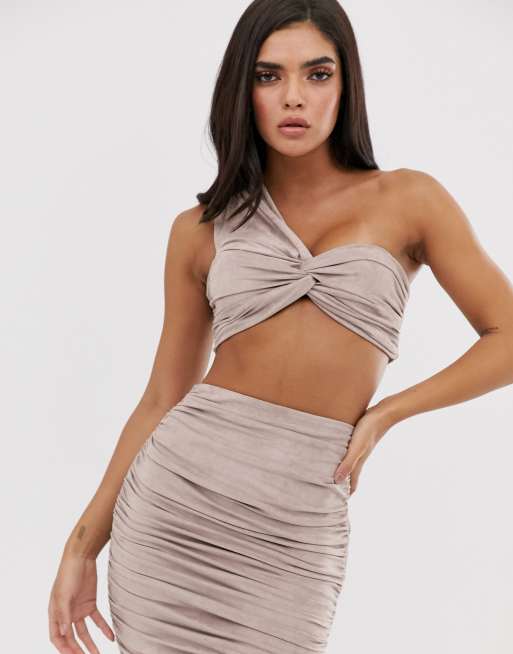 Gray one shoulder top hot sale