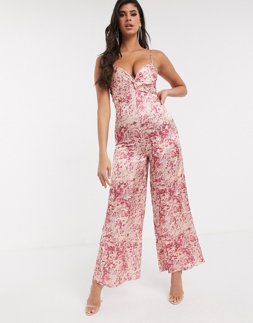 The Girlcode satin jumpsuit in pink-Multi