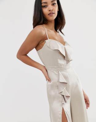 cream satin jumpsuit