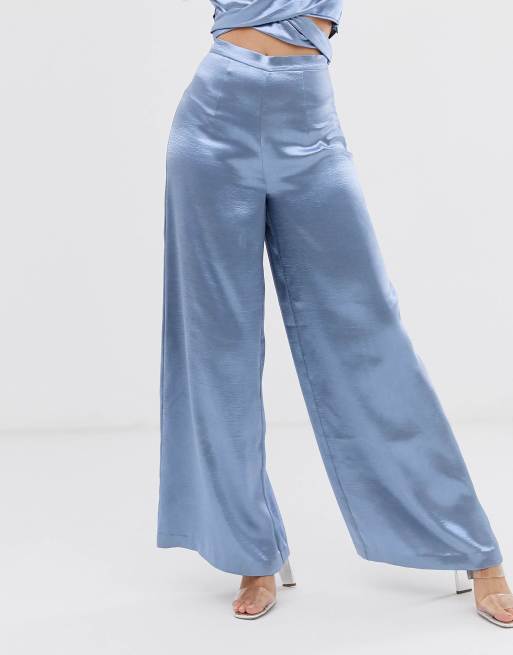 Satin best sale blue pants