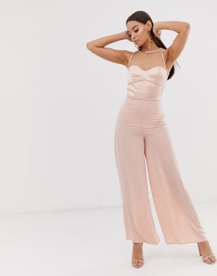 sheer wide leg jumpsuit
