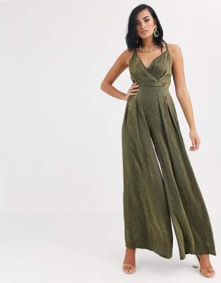 green wide leg jumpsuit