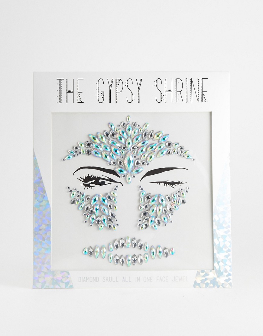 The Gypsy Shrine – Halloween – ansiktsutsmyckning med dödskalleform i strass-Flerfärgad