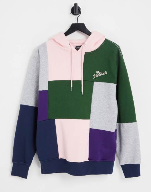 The Hundreds – Bridgeport – Kapuzenpullover in Rosa mit Patchwork-Design