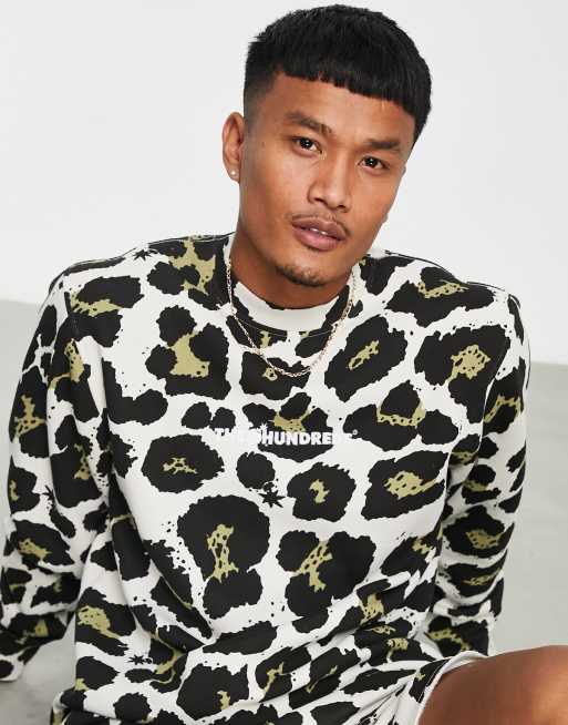 The Hundreds co ord animal leopard print sweatshirt in off white