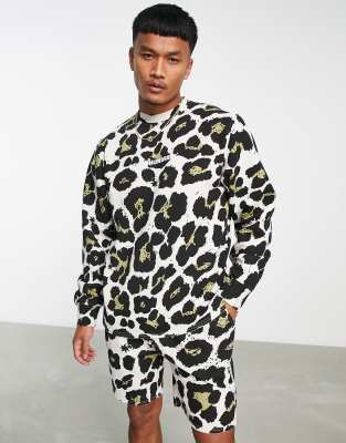 The Hundreds co-ord animal leopard print sweatshirt in off white - ASOS Price Checker