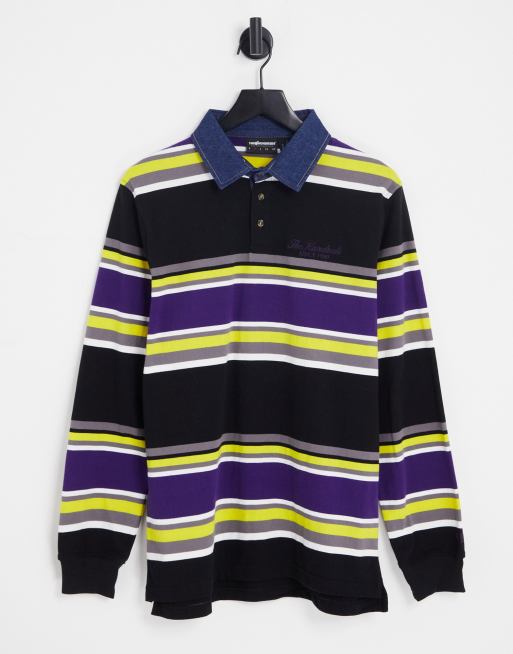 The Hundreds – Figueroa – Langärmliges Poloshirt in Schwarz mit Stegstreifen