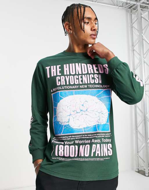 The Hundreds – Grön topp med Cryogenics-tryck och långa ärmar