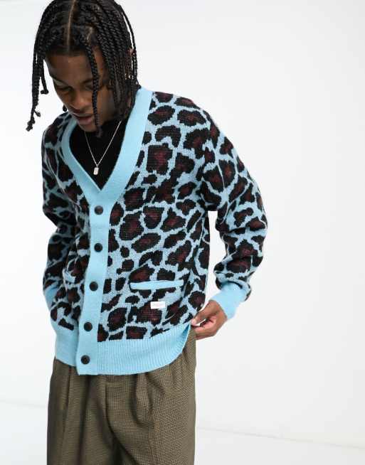 The Hundreds killer cardigan in blue and black leopard print