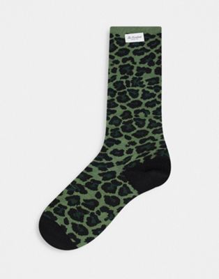 The Hundreds leopard print socks in green