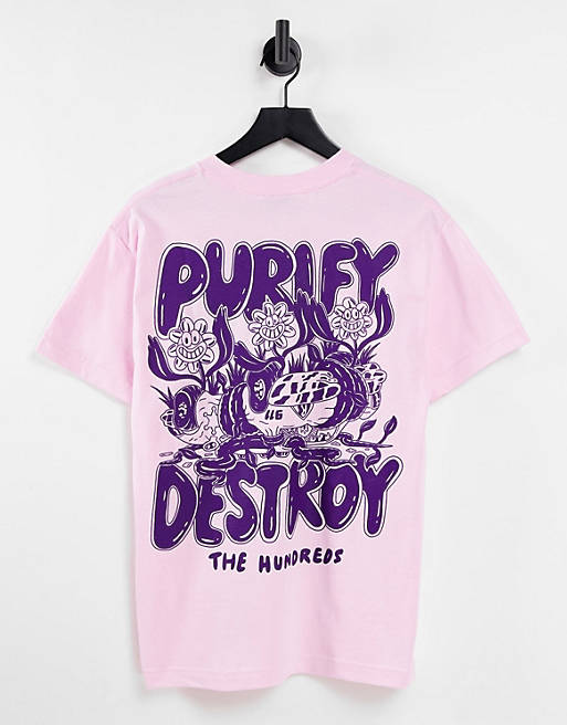 Men The Hundreds purify and destroy t-shirt in pink 