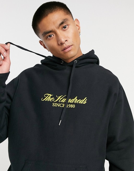 The Hundreds rich script print hoodie in black