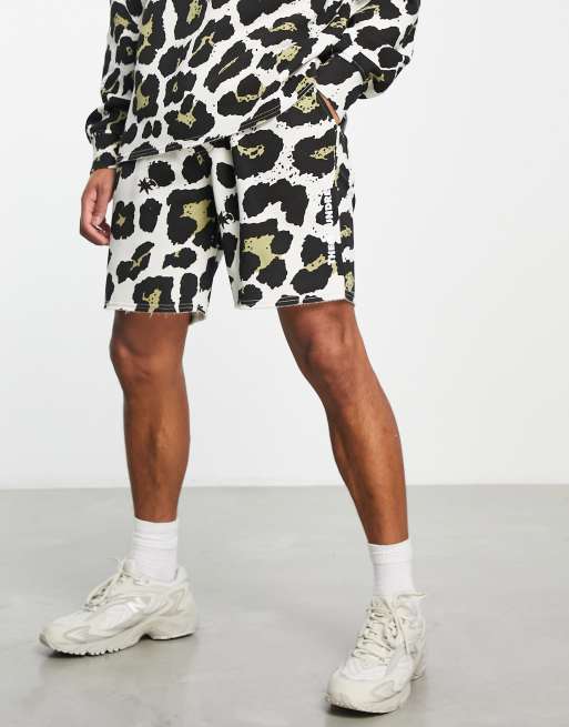 The Hundreds - Short molletonné à imprimé léopard sauvage - Blanc cassé