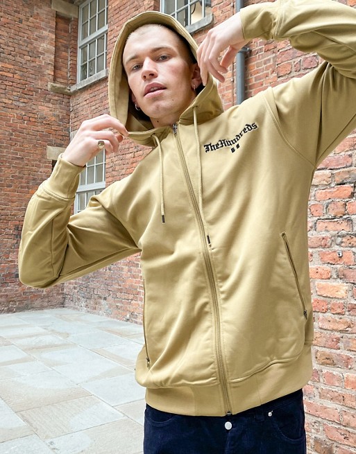 The Hundreds solo taping track hoodie in beige