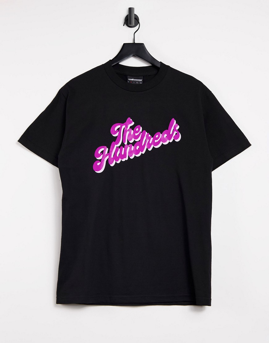 The Hundreds - T-shirt met glimmend schuin logo in zwart