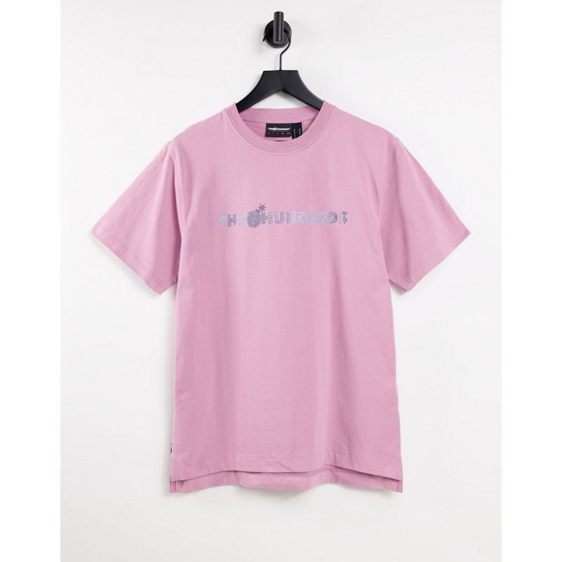 T-shirt stampate uTu0v The Hundreds - T-Shirt rosa con logo con strass