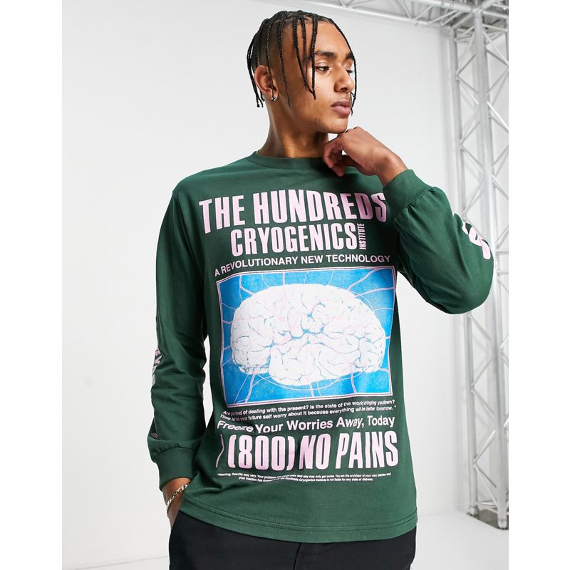 Uomo T-shirt e Canotte The Hundreds - Top a maniche lunghe verde con stampa