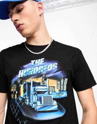 The Hundreds trucker t-shirt in black with graphic chest print