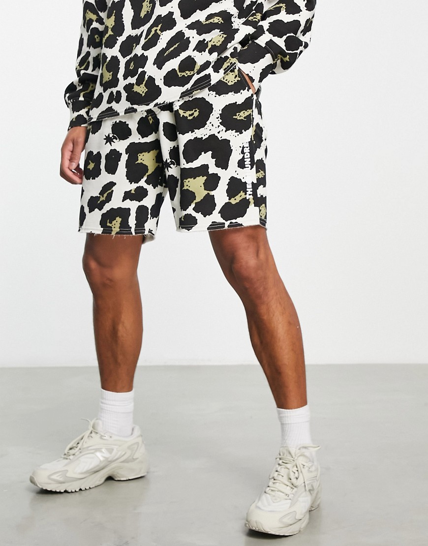 The Hundreds Wild Leopard Print Sweat Shorts In Off White-Multi