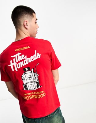 The Hundreds world famous t-shirt in red with chest and back print