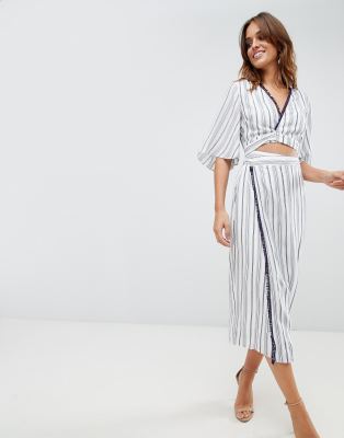 The Jetset Diaries Aries Stripe Shirt Dress-Blue