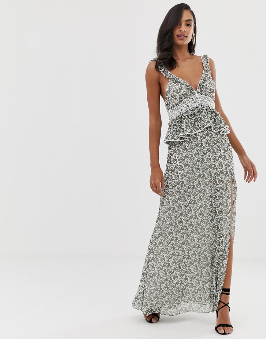 The Jetset Diaries dazed and confused ruffle maxi dress-Multi