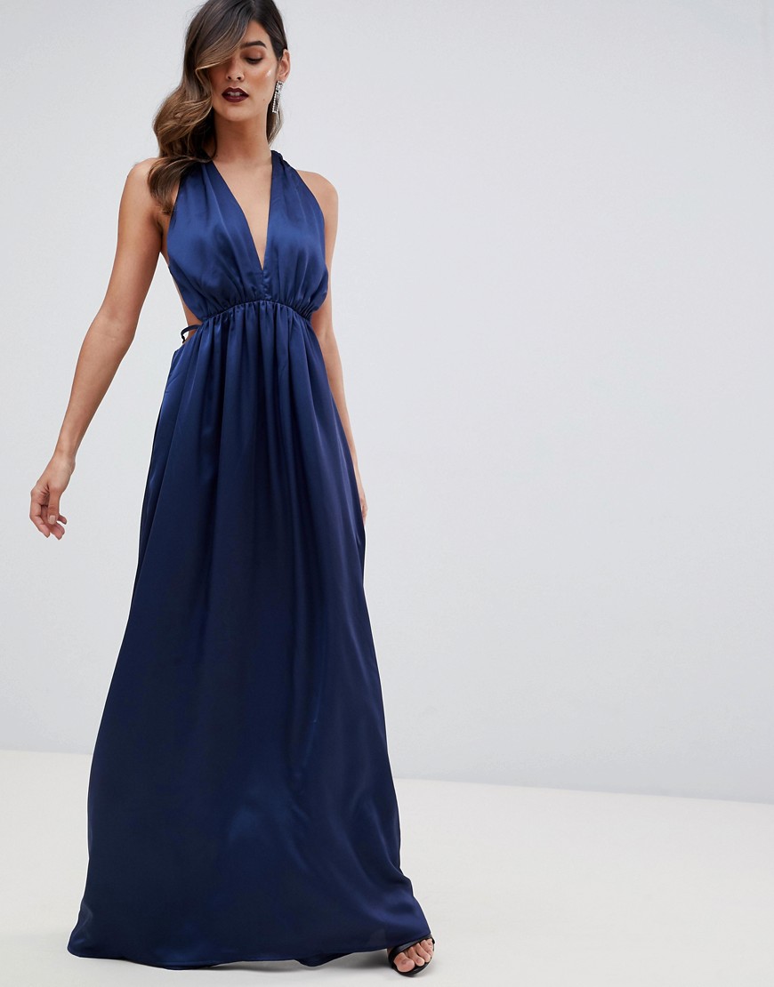 The Jetset Diaries Louvre plunge maxi Dress-Navy