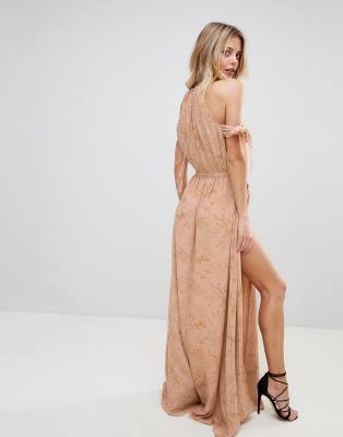 cold shoulder split maxi dress