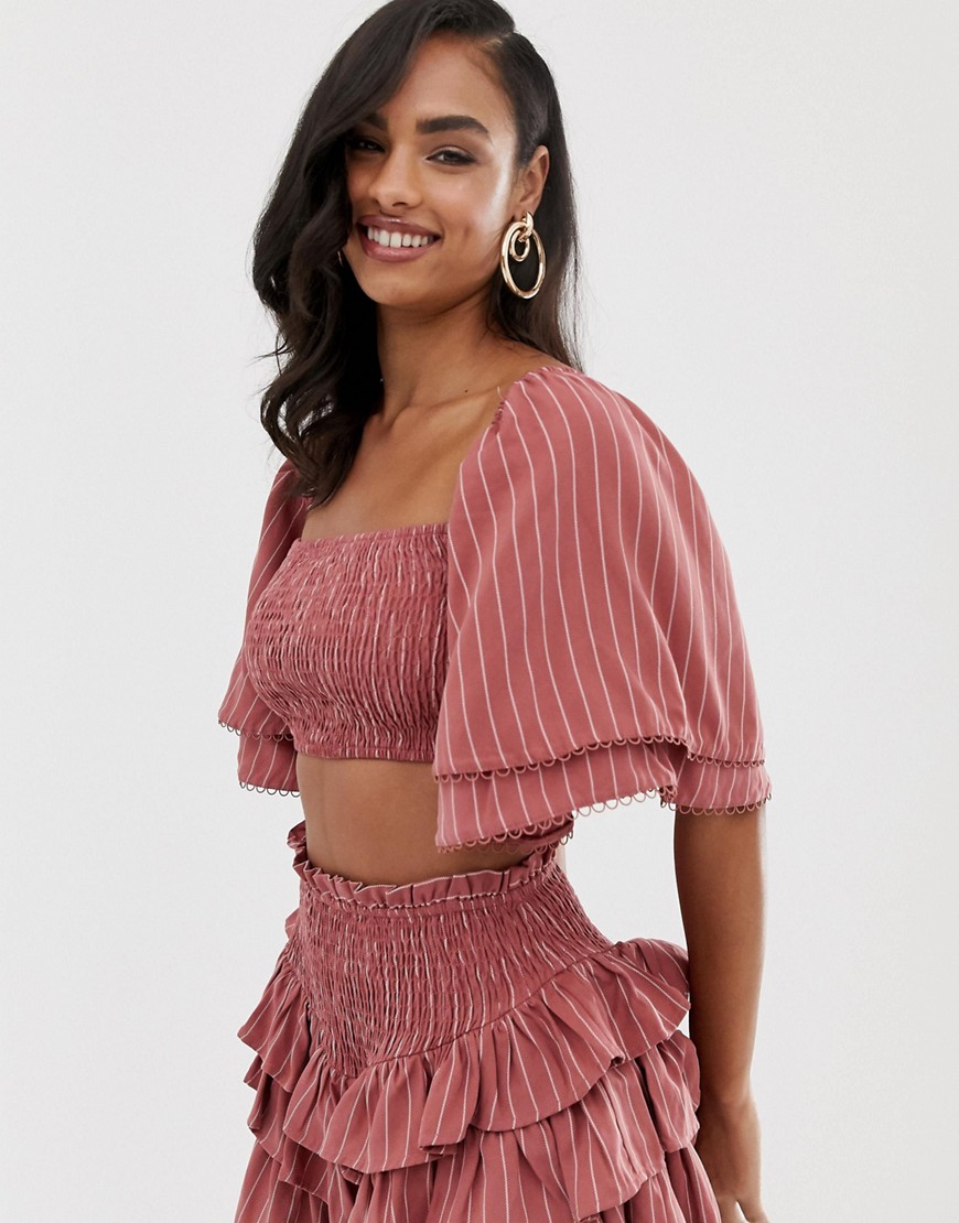 The Jetset Diaries the Sunday shirred crop top-Pink