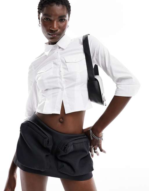 The Kript 90s fitted shrunken shirt in white