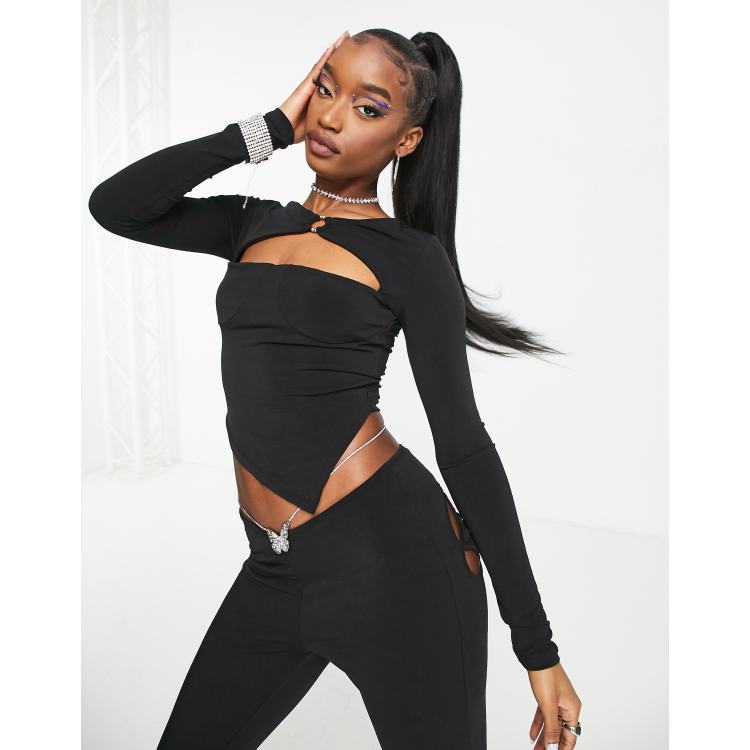 The Kript cut out asymmetric hem ring heck crop top - part of a set