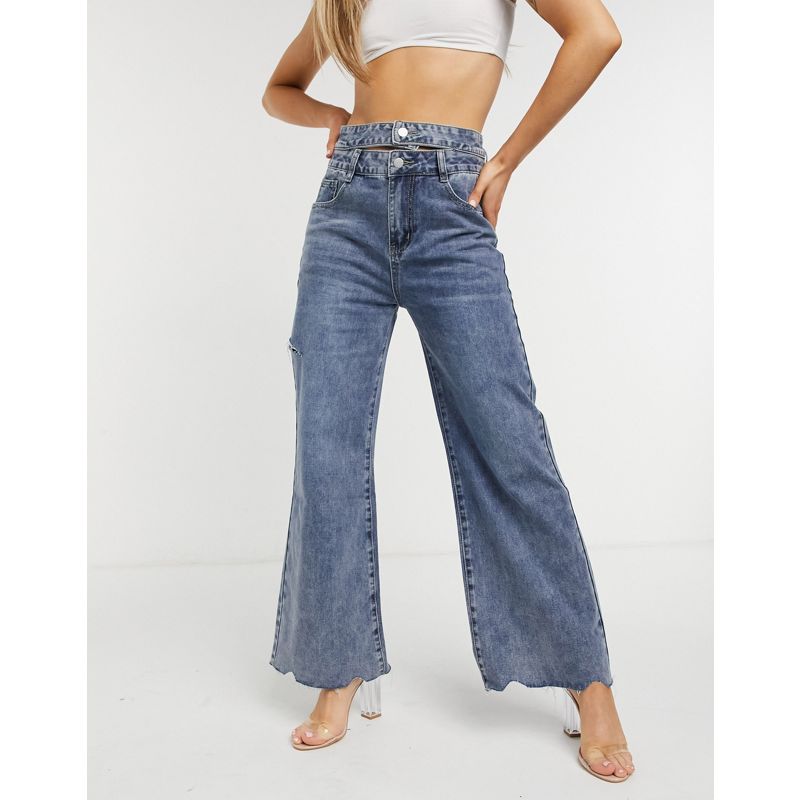 The Kript – Jeans mit weitem Bein und doppeltem Taillenbund mit Vintage-Waschung