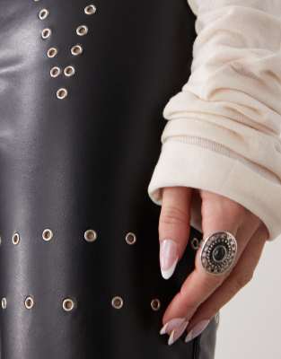 THE KRIPT LOW RISE LEATHER PANTS WITH STUDS 