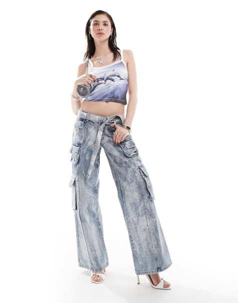 The Kript low rise ultra baggy denim jeans with pocket detail - view 1