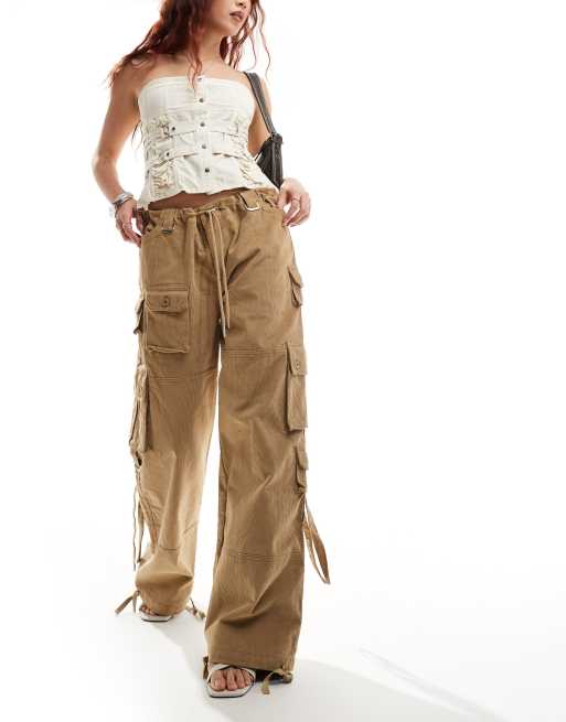 The Kript super oversized pocket detail pants in washed stone
