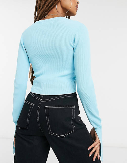 The Kript zip-front long sleeve fitted crop top