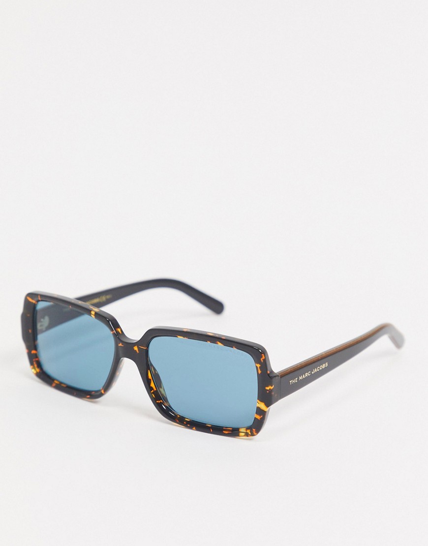 The Marc Jacobs - Vierkante zonnebril in tortoise met blauwgroene glazen-Bruin