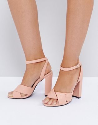 dusty pink block heel sandals