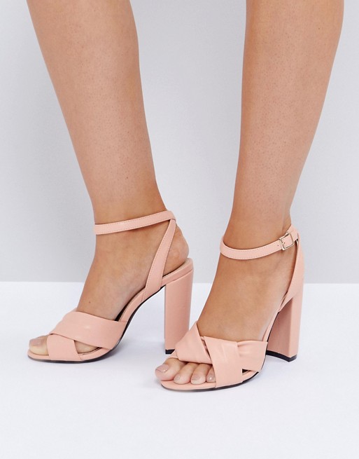 The March Twist Front Dusky Pink Block Heeled Sandals | ASOS