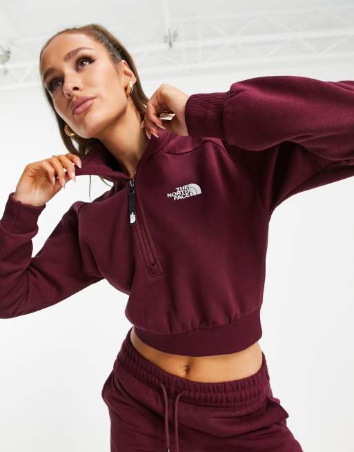 The North Face 1/4 zip fleece in burgundy Exclusive at ASOS