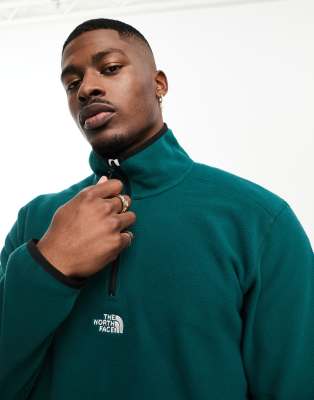 The North Face 1/4 Zip Glacier Fleece With Center Logo In Green