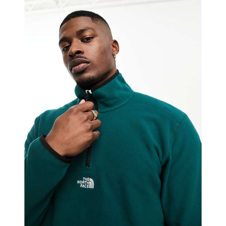 The North Face 1/4 zip glacier fleece with center logo in green