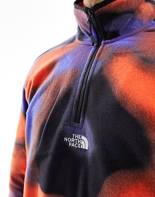The North Face 1/4 zip glacier fleece with center logo in marble print