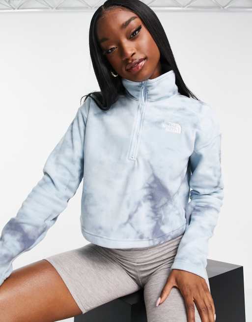 The North Face 100 Glacier 1/4 zip cropped fleece in blue tie dye
