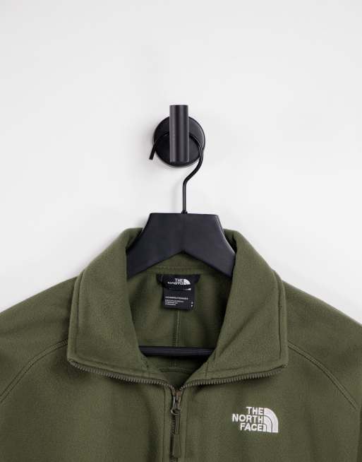 The North Face 100 Glacier 1/4 zip cropped fleece in khaki Exclusive | ASOS