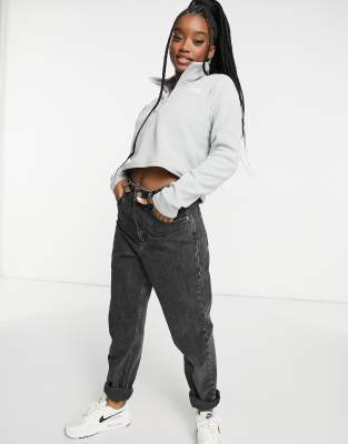 The North Face 100 Glacier 1/4 zip cropped fleece in light grey - view 1