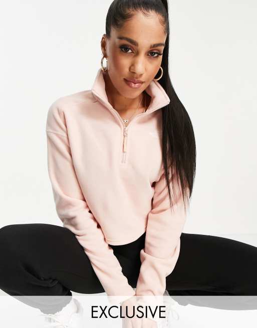 The North Face 100 Glacier 1/4 zip cropped fleece in pink